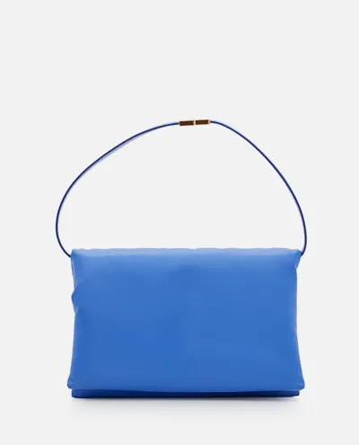 Marni Large Prisma Leather Shoulder Bag In Blue