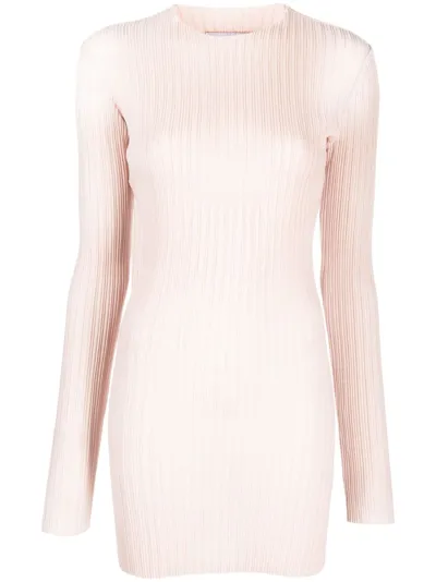 Ludovic De Saint Sernin Pleated Long-sleeved Minidress In Pink