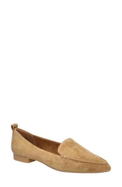 Bella Vita Alessi Pointed Toe Loafer In Cognac Suede Leather