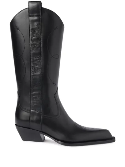 Miu Miu For Walking Leather Boots In Black