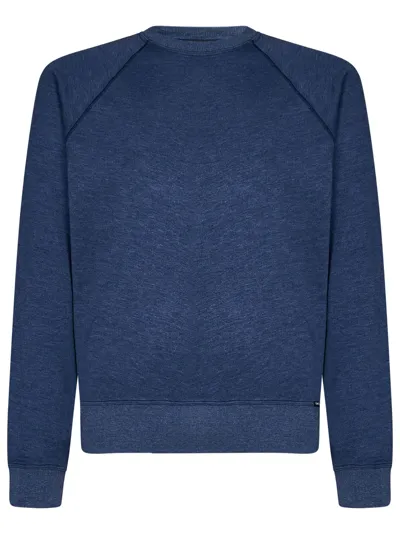 Tom Ford Garment-dyed Cotton-jersey Sweatshirt In Blue