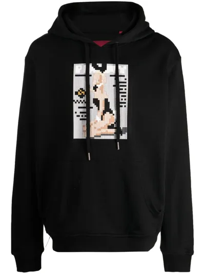 Mostly Heard Rarely Seen 8-bit Bunny-print Cotton Hoodie In Black