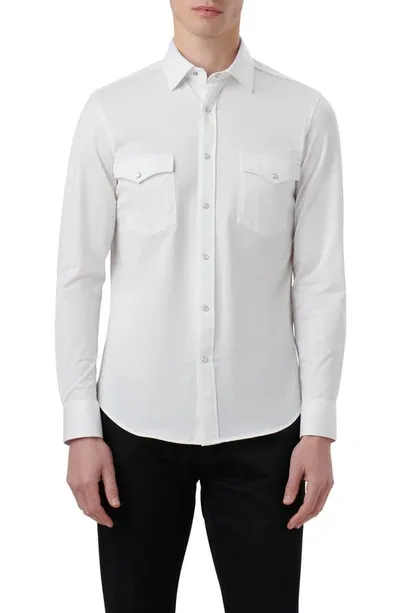 Bugatchi Men's Bill Ooohcotton Western Shirt In White