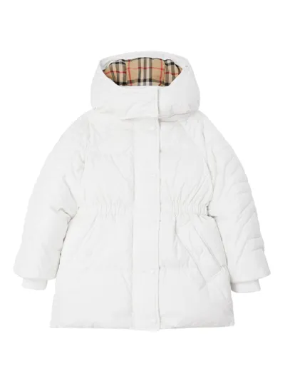 Burberry Kids' Hooded Puffer Jacket In White