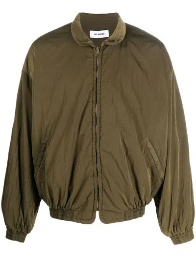 Hed Mayner Men's Oversized Nylon Bomber Jacket In Khaki