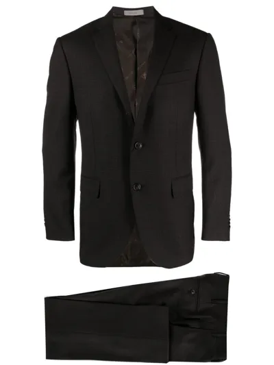 Corneliani Single-breasted Virgin Wool Suit In Brown