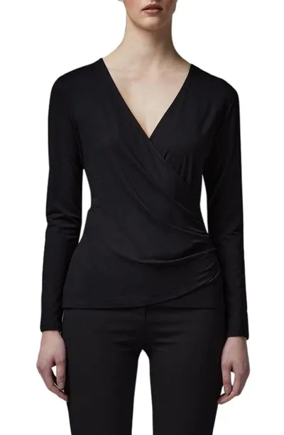 Lk Bennett Eames Surplice Jersey Top In Black