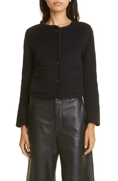 Proenza Schouler Melton Round-neck Relaxed-fit Wool-blend Jacket In Black