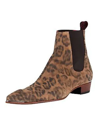 Pre-owned Jeffery West Herren Chelsea-boots Mit Leoparden-print, Braun