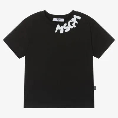 Msgm Kids' Logo-print Cotton T-shirt In Black