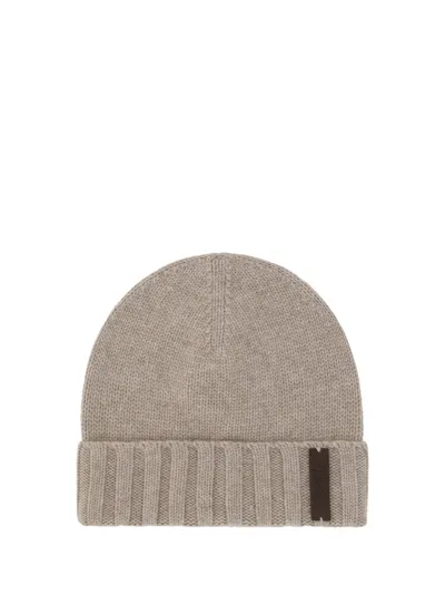 Z Zegna Oasi Logo Patch Beanie In Beige