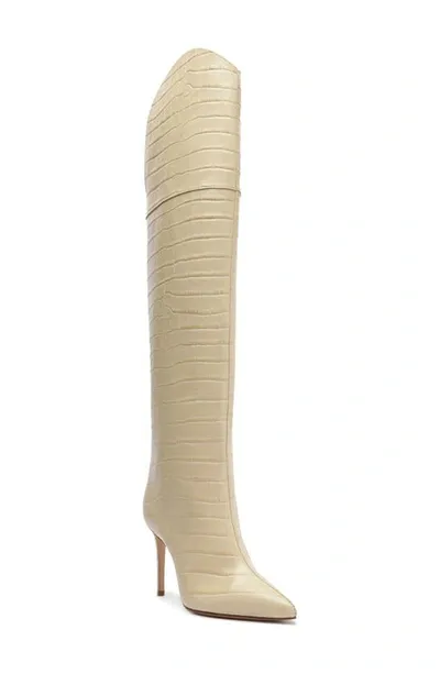 Schutz Maryana Croc Embossed Over The Knee Boot In White