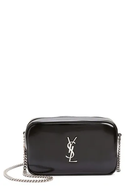 Saint Laurent Lou Mini Patent-leather Shoulder Bag In Nero