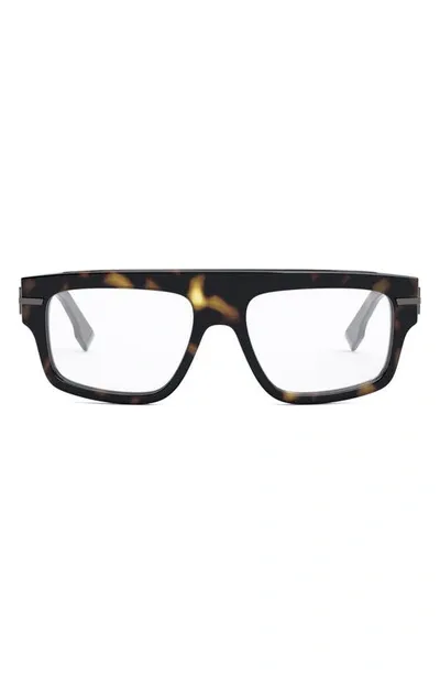 Fendi The Graphy 54mm Rectangular Optical Glasses In Dark Havana