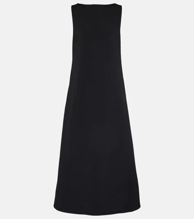 The Row Rhea Open-back Wool-blend Gown In Black