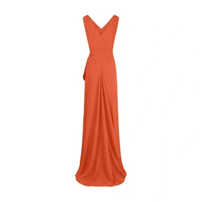 Cortana Vera Long Silk Dress In Red