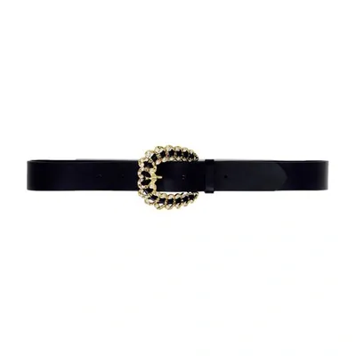 Maje Alma Diamante-encrusted Leather Buckle Belt In Noir