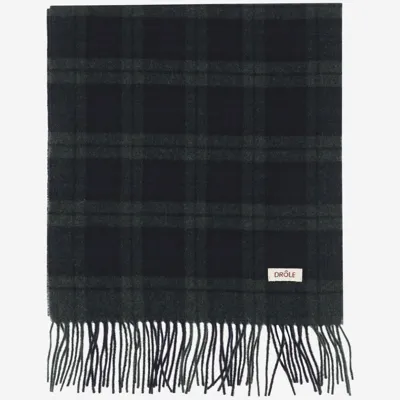 Drôle De Monsieur Virgin Wool Scarf With Check Pattern In Green