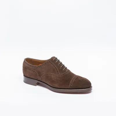 Edward Green Mocca Suede Shoe In Marrone