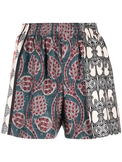 Erika Cavallini Silk Graphic-print Shorts In Multicolor