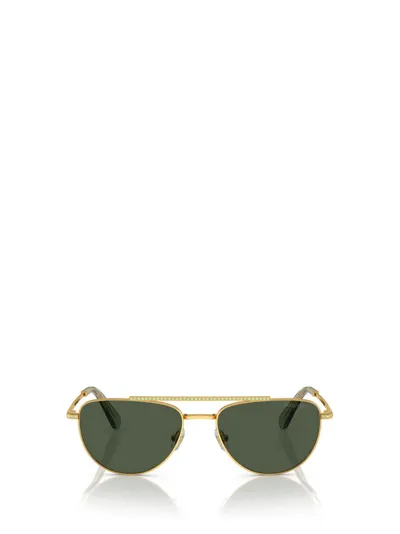 Swarovski Pavé Crystal-embellished Pilot-frame Sunglasses In Gold