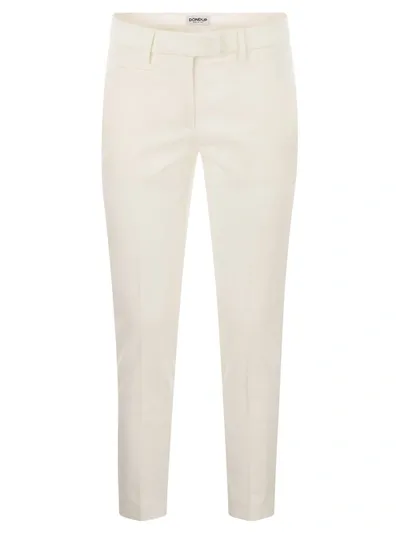 Dondup Cropped Slim-fit Trousers In White