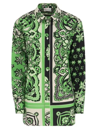 Red Valentino Bandana Print Cotton Shirt In Emerald