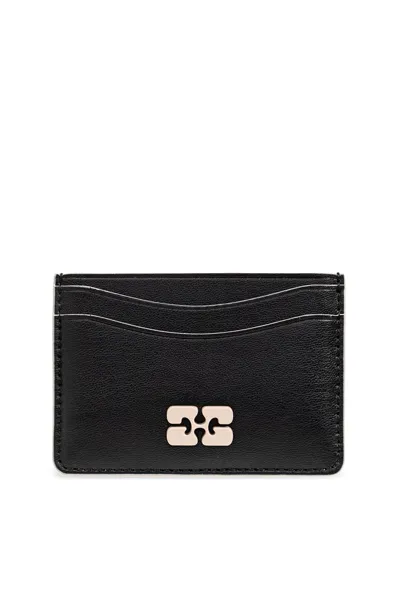 Ganni Card Case With Logo In Black