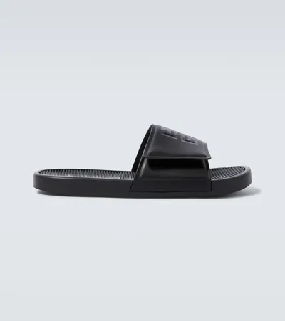 Givenchy Men's Slide Flat Sandals In Synthetic Leather In Black White