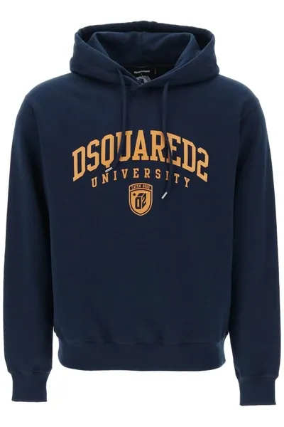 Dsquared2 University Print Drawstring Hoodie In Multicolor