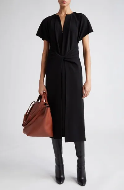 Proenza Schouler Julie Twisted Short-sleeve Midi Dress In Black