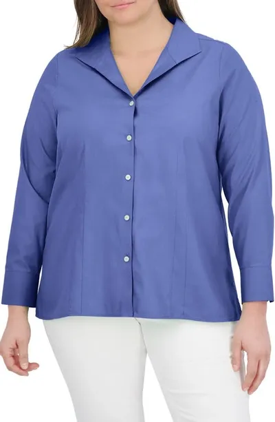 Foxcroft Katie Cotton Shirt In Dark Chambray