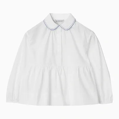 Burberry Kids'  Childrens Cotton Peplum Blouse In White