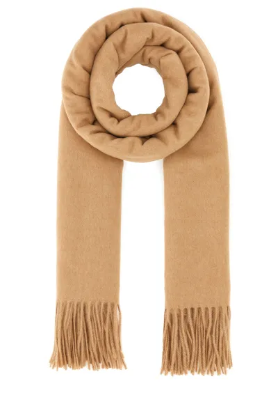 Johnstons Of Elgin Rectangular Fringed Cashmere Scarf In Beige