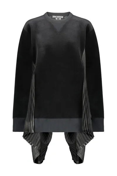 Junya Watanabe Velvet Crewneck Sweatshirt In Black