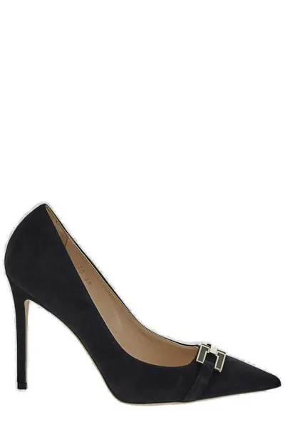 Elisabetta Franchi Logo Plaque Pointed Toe Pumps In Black