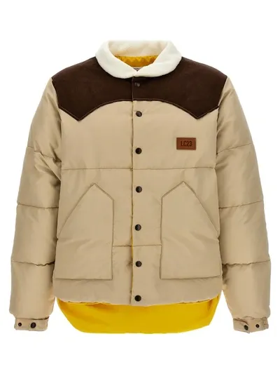 Lc23 Paneled Down Jacket In Beige