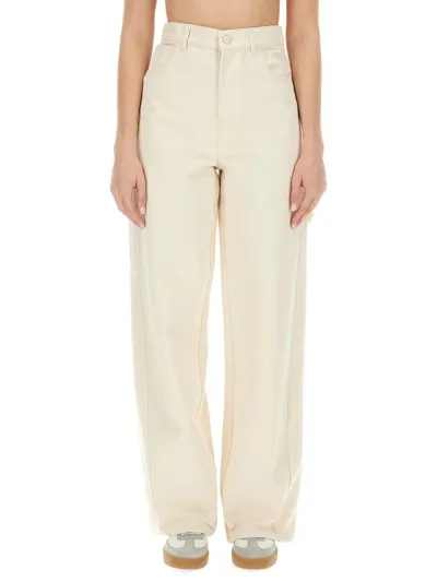 Max Mara Logo Patch Wide Leg Jeans In White