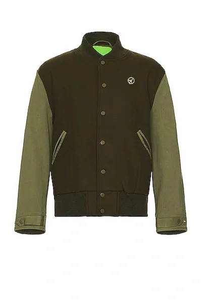 Mister Green M-65 Varsity Jacket In Earth & Olive