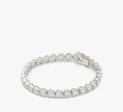 Kate Spade Sweetheart Tennis Bracelet In Clear Gold