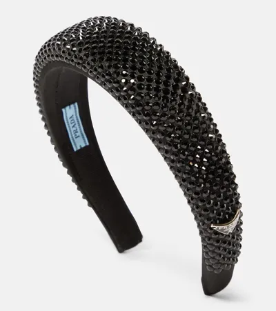 Prada Embellished Headband In Black