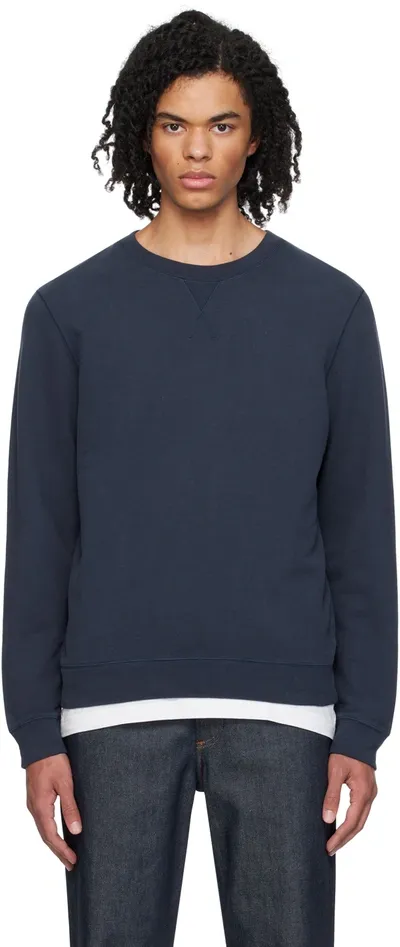 Sunspel Loopback Sweatshirt In Navy In Blue