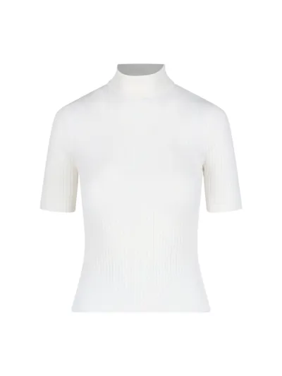 Courrèges Logo Ribbed Top In White