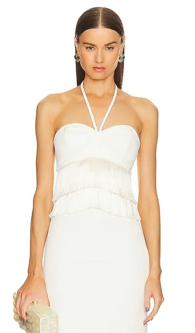 Patbo Fringe Halter Top In White