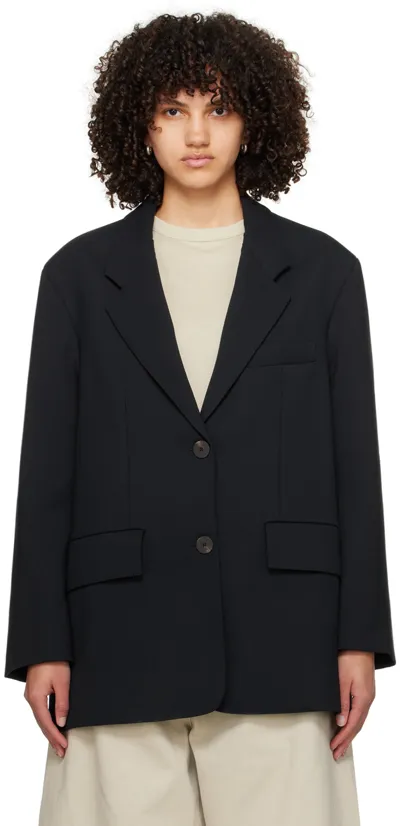 Studio Nicholson Navy Paneled Blazer In Blue