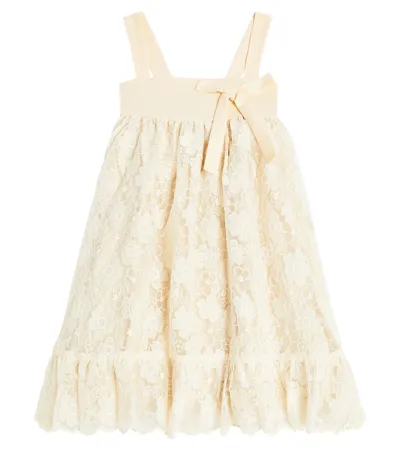 Petite Amalie Kids' Polka Dot Tulle Dress In Neutrals