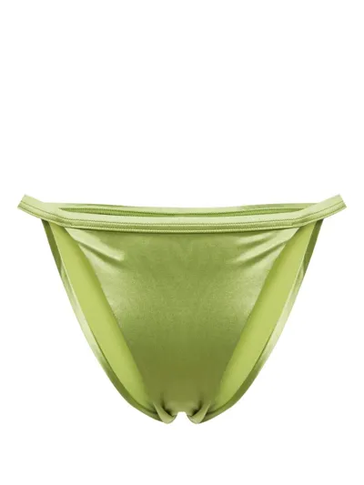 Form And Fold Green High Cut Metallic Bikini Bottom