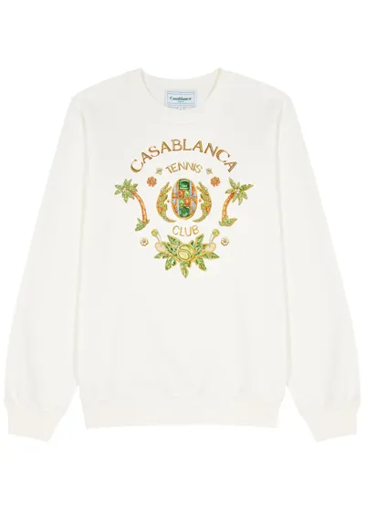 Casablanca Tennis Club Organic Cotton-jersey Sweatshirt In White