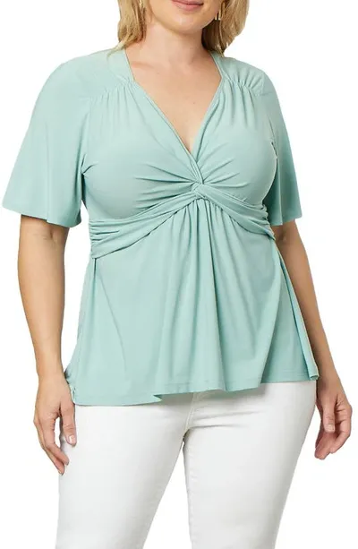 Kiyonna Abby Twist Front Top In Sage