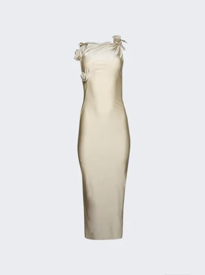 Coperni Asymmetric Flower Stretch Jersey Gown In Beige